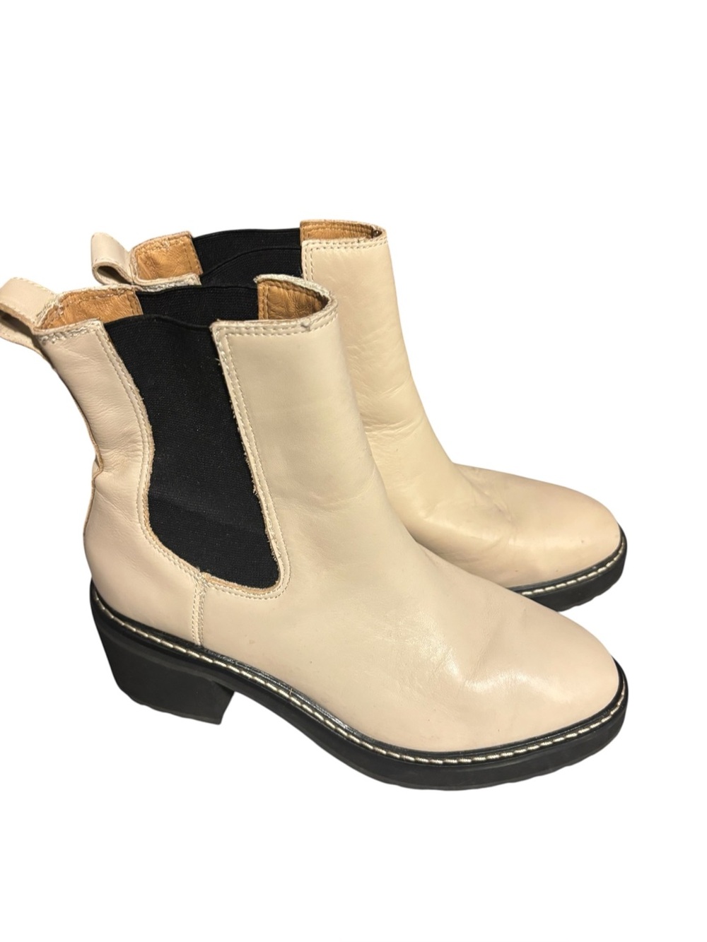 Madewell White Carina Platform Chelsea Boots Size 8